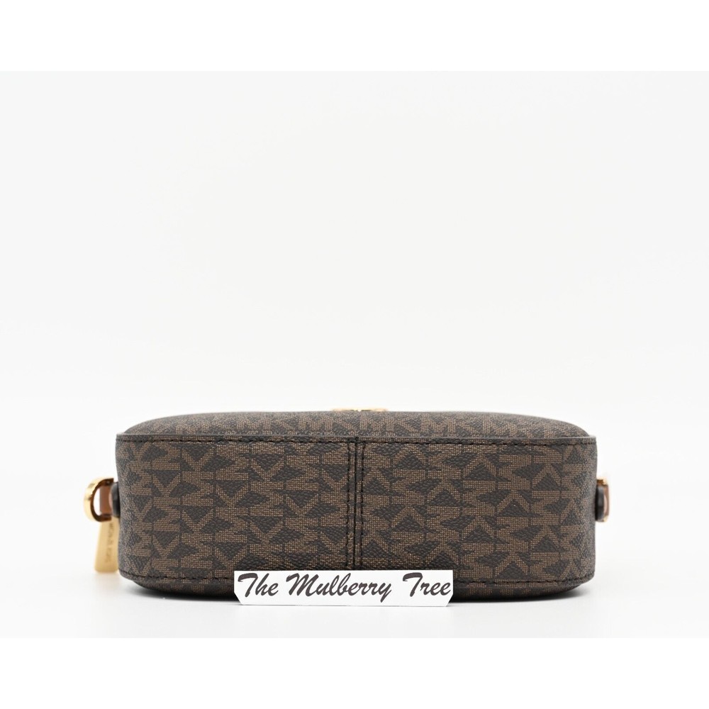 MICHAEL KORS JET SET GLAM Small Front Pocket Oval Crossbody Logo Canvas NWT - Picture 6 of 14